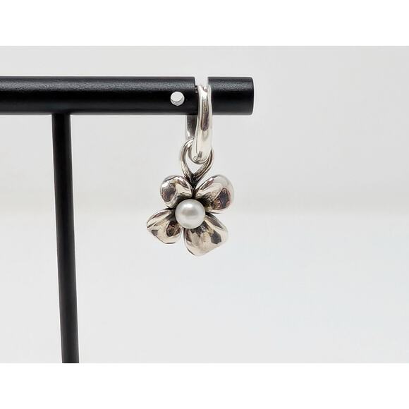 Ann King Sterling Silver Freshwater Pearl Orchid Flower Pendant Earrings Set - Picture 10 of 13